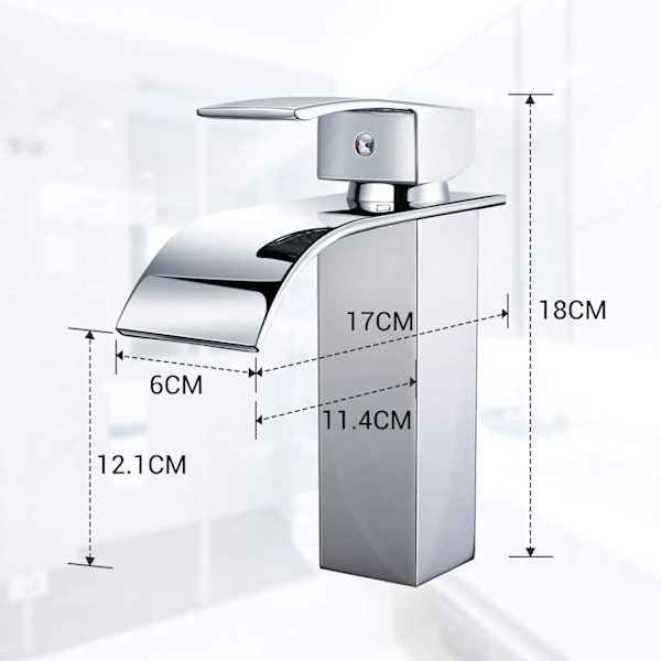 Badrumsblandare, Modern Design Med Vattenfallsblandare, Justerbar Varm Och Kallvatten.