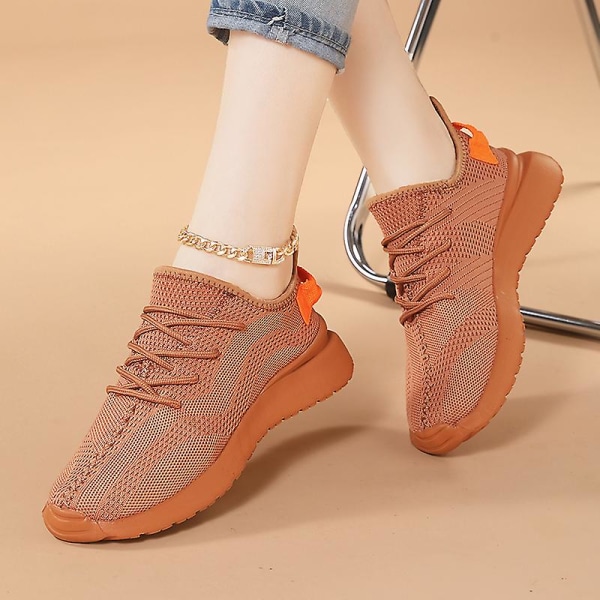 Kvinders Løbesko Letvægts Åndbare Vandresko Atletiske Mode Sneakers 1075 Brown EU 40