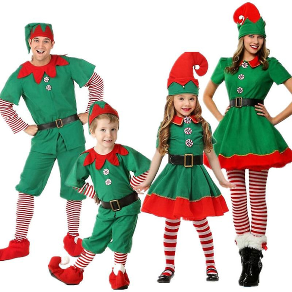 Christmas Elf Costume Holiday Elf Outfit Familjekläder Men 90cm