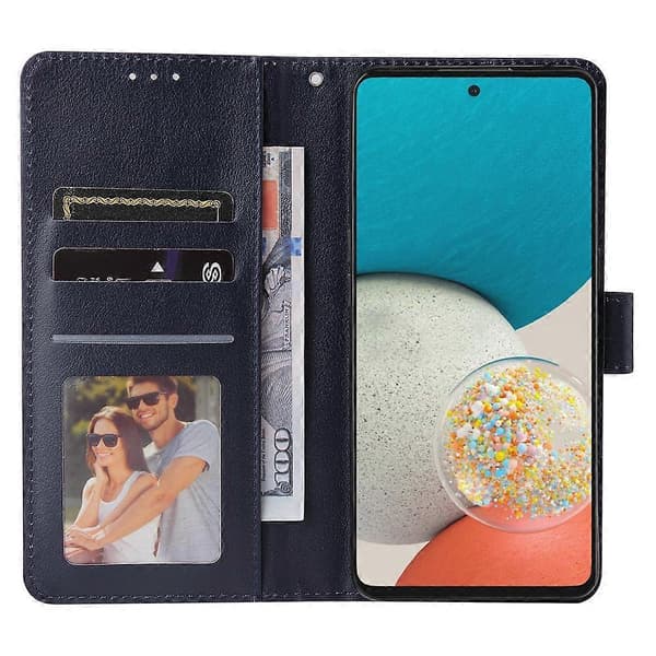 Til Samsung Galaxy A53 5G 3 Kortpladser Multifunktionelt Læder Telefon Cover Navy Blue