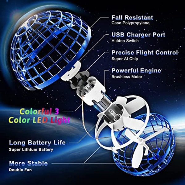 Semai Flygende Ball Leker Hover Ball Kontroller Fly Orb For Barn Voksen Mini Drone Flygende Spinner Ball Med 360 Roterende Rgb Lys Utendørs Innendørs Ufo T Pink
