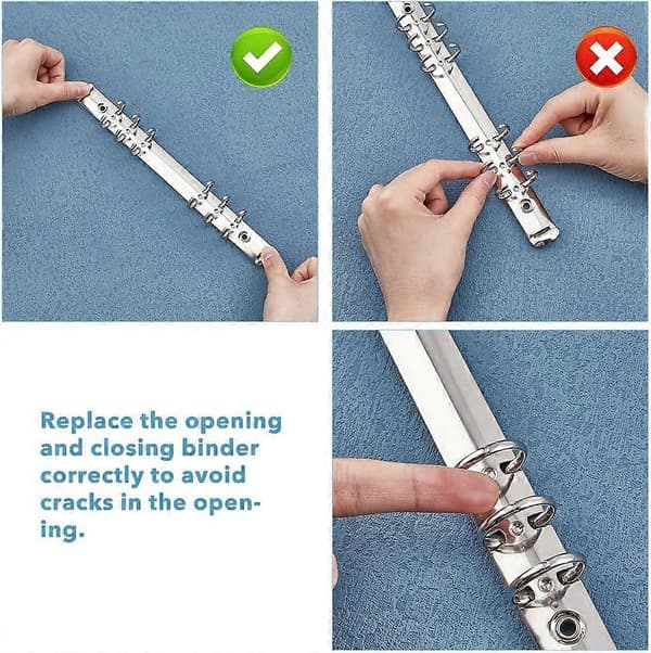 4 stk. 6-hullers ringbindsmekanisme udskiftningssæt A5 notesbogs mekanisme udskiftning metalclips ringbind med skruer møtrikker indvendig diameter: 21 mm