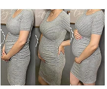 Maternityklänning Ruched Sida Klänning, 3/4 Ärm Klänning, Casual Wear gray2 S