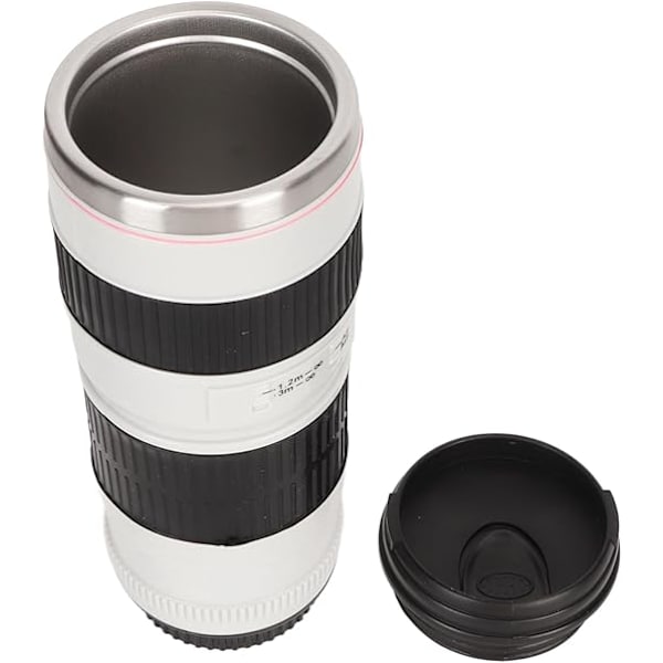 Kameralins kaffemugg 400 ml rostfritt stål reselins koppar  (vit)