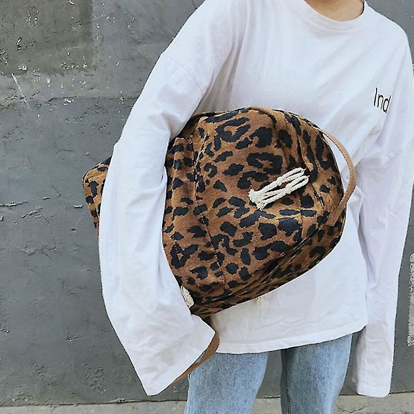 Kvinnor Flickor Ryggsäck Leopard Print Stor Kapacitet Dragkedja Mode För Skola Resor