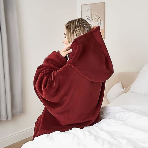 Huvafilt med ultra mjuk Sherpa-foder Varm mysig filt Red
