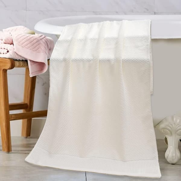 Bløde badehåndklæder i bomuld, hurtigtørrende og meget absorberende, teksturerede badehåndklæder 70*140 cm (2 stk.) White