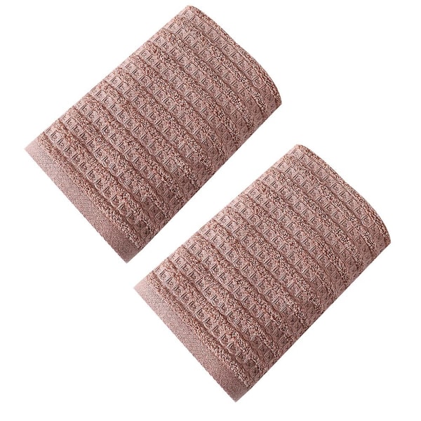 100% bomullsmjuk och absorberande handduk - våffelhanddukar för badrum - set med 2 snabbtorkande handdukar Beige