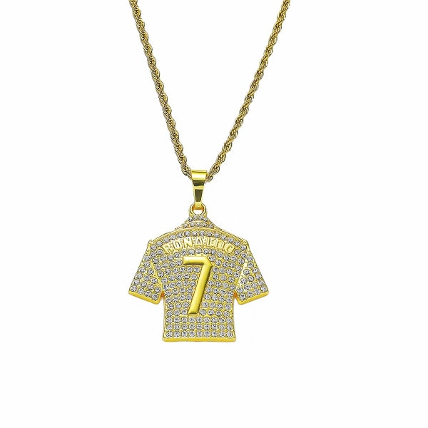 Hip-hop Personlighet Trend Dubbade diamant nr 7 Jersey hänge Tredimensionellt herrhalsband gold