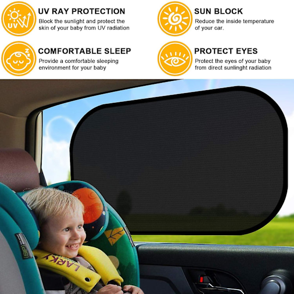 2-pack Bilgardiner för Barn Baby Husdjur UV-strålar/Solskydd, Sidoruta, Självhäftande, Universal Passform för Bakre Sidorutor - GSL transparent