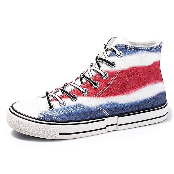 Herr Canvas Skor Mode Sneakers Låg Topp Tennis Skor Snörning Casual Skor 3D8768-1 Red EU 43