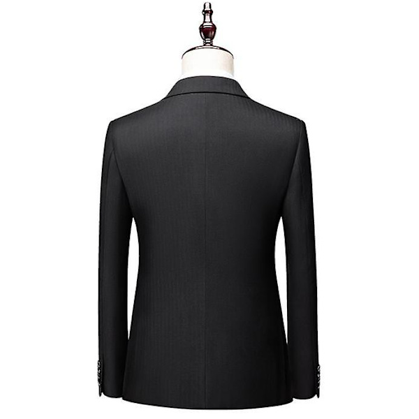 Miesten Ruudullinen 3-osainen Puku Slim Fit, Kaksoisrintainen Ruudullinen Pukusetti Black M
