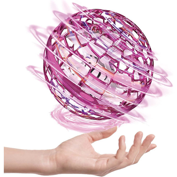 Flynova Pro Flygande Boll Leksak - Handkontrollerad Flygande Orb Leksak  Globe Form Boomerang Flygande Spinner Mini Drone Hover Boll Med 360 Roterande Rgb-Ljus Rosa