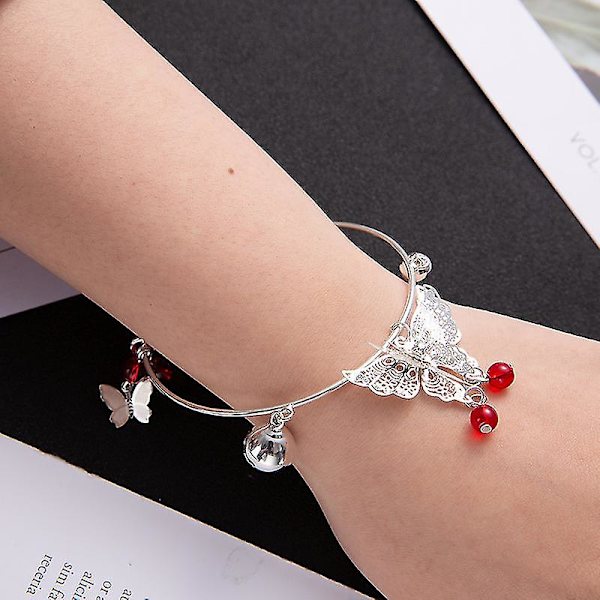 Armbånd Sølv Sommerfugl Afledt Justerbart Armbånd Smykker Klokke Antikt Armbånd C