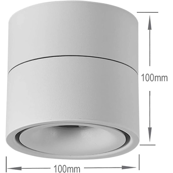 10w LED Floodlight, 360° justerbar og overfladebelysning Cob, 10x10cm (hvid-3000k)