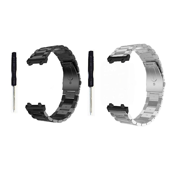 Urrem i rustfritt stål for Huami Amazfit T-Rex 2, foldespenne med tre perler Black