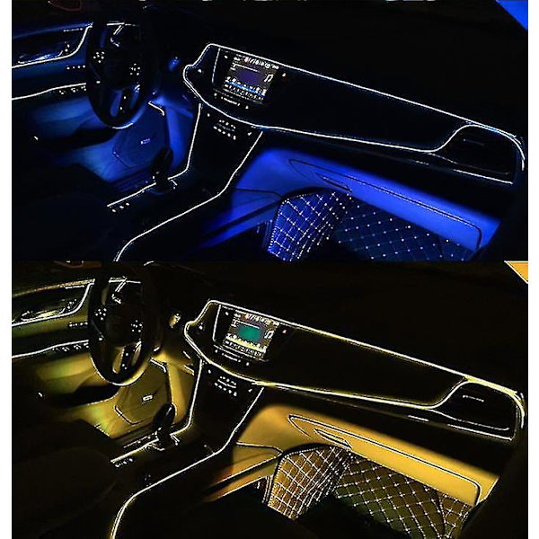 5m Bilinredning Tillbehör Atmosfär Lampa Kallt Ljus Linje Diy Dekorativ Instrumentpanel Konsol Auto Led Ambient Ljus Crystal Blue 1 meters