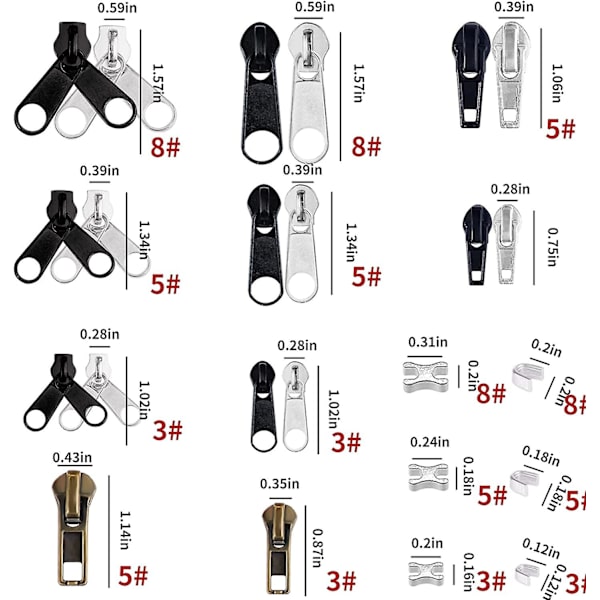 Metall Dragkedja Huvud Slider Dragkedja Reparationssats Dragkedja Drar Dragkedja Stopper Hållare Insätt Stift Diy Dragkedja Ersättning Verktygssats För Jackor Handväskor Resväskor