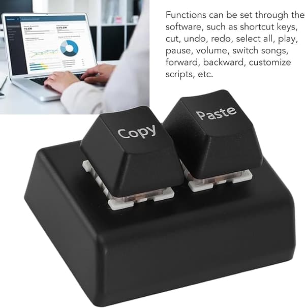 Programmerbart Tastatur, 2 Taster Kopier Lim  Enhånds Programmerbart Mekanisk Tastatur USB