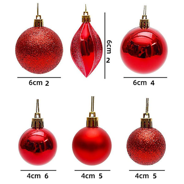 Julgranskulor för juldekorationer, 40 st julgranskulor Red