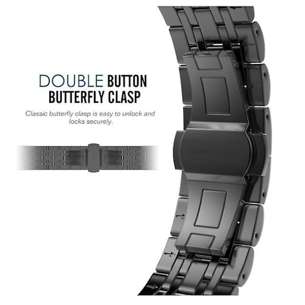 Apple Watch -ranneke, kiinteä ruostumattomasta teräksestä valmistettu ranneke kaikkiin iWatch-sarjoihin Black 38 40 41mm