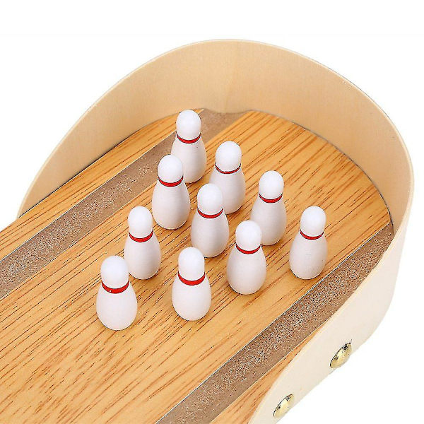 Indendørs Mini Bord Bowling Spil Sæt Træ Bordlegetøj Til Børn Og Voksne