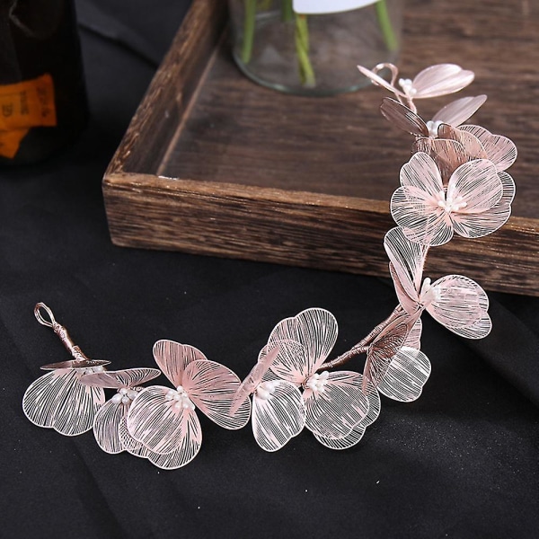 Blomsterhuvudband med guldpläterad elegant stil Hårtillbehör för flickor Kvinnor Silver