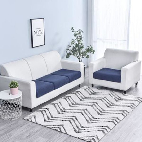 Elastisk Gitter Lenestol Sofapute Trekk Passer Til Sjeselong, Sofatrekk Maisfleece Sofaputetrekk Navy Blue