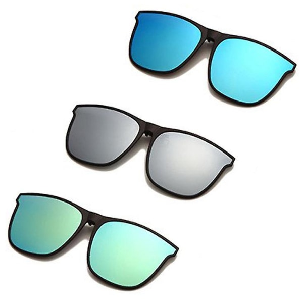 Clip-on solglasögon - 3 par överdimensionerade polariserade Clip On-solglasögon för män kvinnor