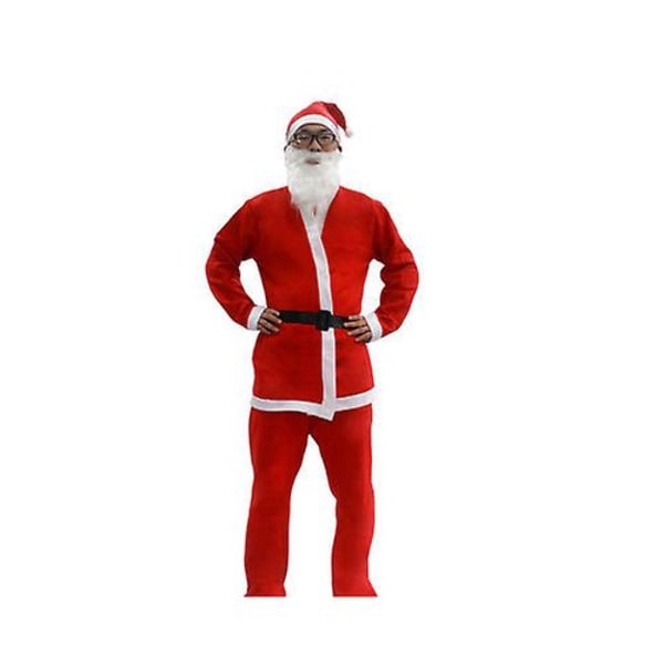 7-delad tomtedräkt juldräkt för vuxna dräktkläder cosplay Men