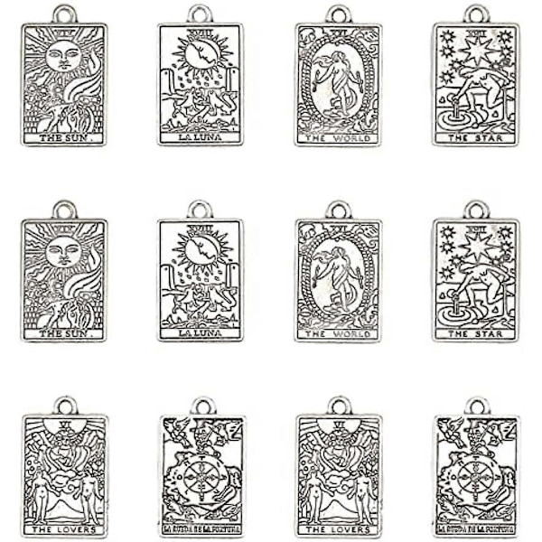 24 kpl 6 tyylin tarot-kortti koristeita painetut akryyliriipukset suorakulmio tarot-kuvio riipuksilla tarot-kortti kaulakoru