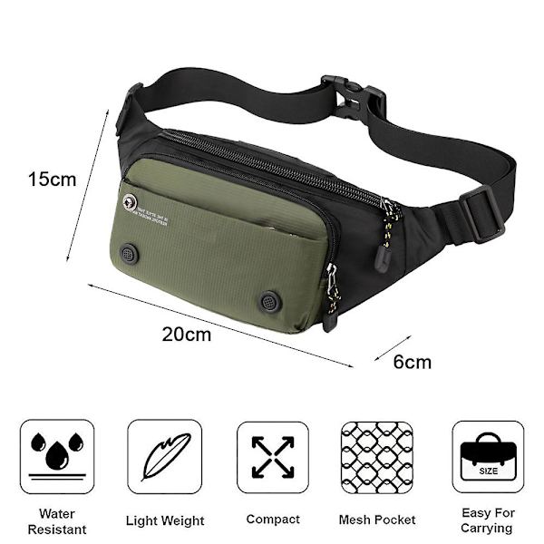 Uusi monikäyttöinen ulkoilulaukku rento miesten rintalaukku muoti crossbody-laukku green