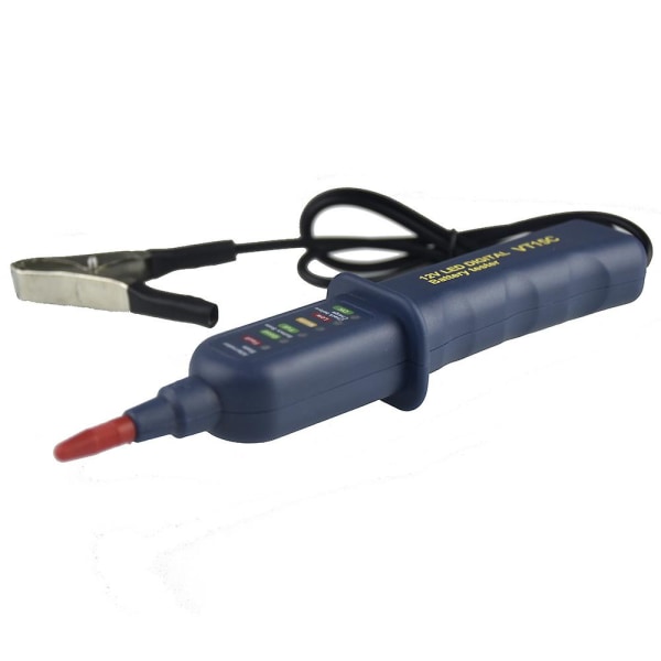 Batteritest för bil - 12 volt - Med LED-indikator och krokodilklämma