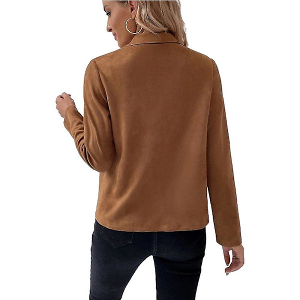 Dam Läderjacka, Blixtlås Motorcykeljacka Casual Kort Rock Ytterkläder Brown XL