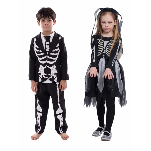 Halloween Barn Skelett Kostym för Barn, Halloween Skelett Cosplay Kostym för Fest Boys M