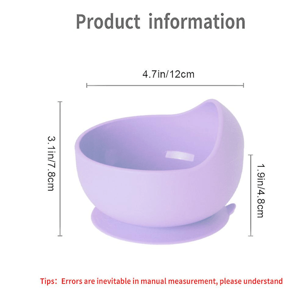 Silikon sugkoppskål lämplig för spädbarn och småbarn Lätt att rengöra, diskmaskin, mikrovågsugn purple