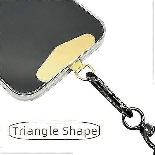 49x29mm Telefon Lanyard Patch Metal Telefonrem Tether Tab Rustfrit Stål Mobiltelefon Lanyard Patch Udskiftning 2 Pakke (Guld/Trekant) Gun Black