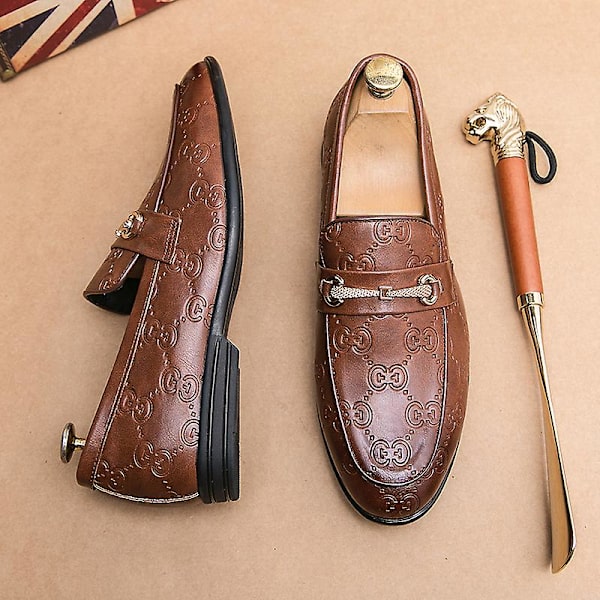 Herre Klassiske Moderne Formelle Oxfords Snøresko Lædersko Casual Sko a7755 Brown EU 41