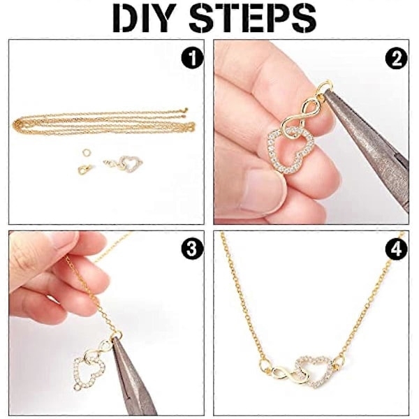 6 stk. Zirconia Hjerte Vedhæng Charms Infinity Cubic Zirconia Charm Link med Klar Krystal Sten Hjerte Messing Charm Guldbelagte Charms Links til Smykker