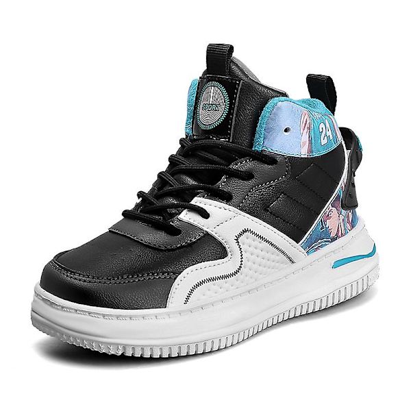 Barn Sneakers Hög-Top Sneakers Löparskor Platta Skor För Pojkar Fr887 BlackBlue EU 34