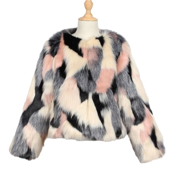 Flickor Vinter Faux Pälsrock Jacka Tjock Varm Ytterkläder Pink M