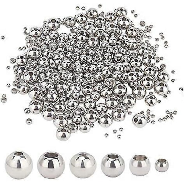 330 stk. 6 Størrelser Rustfrit Stål Perler 2-7mm i Diameter Lille Hul Rondelle Perler Rustfrit Stål Farve Glatte Sømløse Perler Runde Spacer Perler til Je