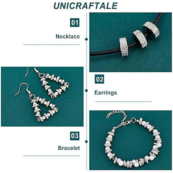 60 st 3 Stilar 5 6 8mm Rostfritt Stål Distanspärlor Platta Runda med Diamantstruktur Pärlor Metall Distanspärla