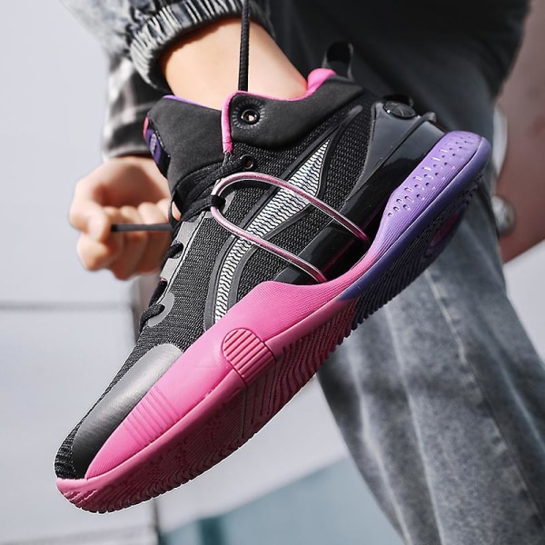 Basketbollskor för män, höga, andningsbara, halkfria, moderiktiga sneakers 3F8899 Black EU 37