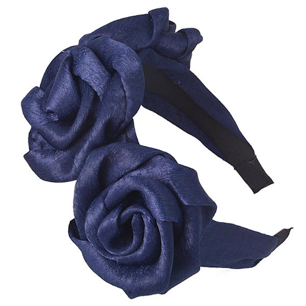 Trippel ros blomma pannband Vsammet tyg Retro enfärgad huvudbonad för damer Ny I