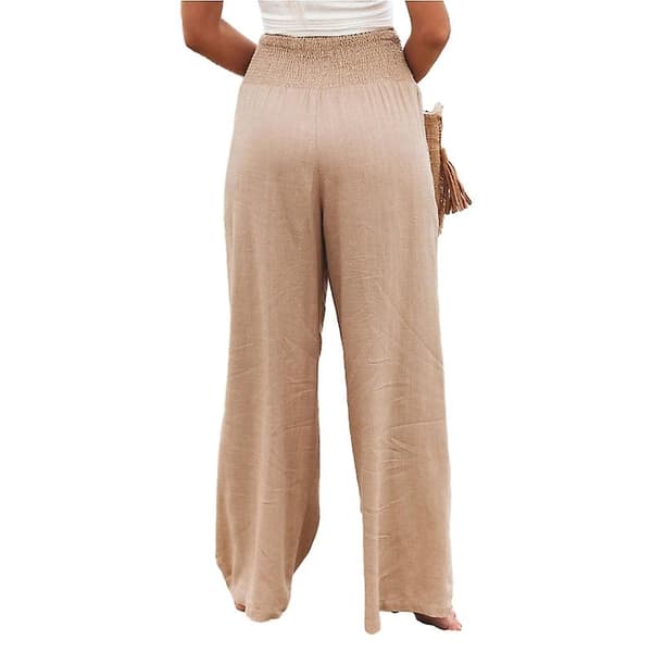 Dame Lin Boho Vide Ben Høy Midje Casual Bukser White L