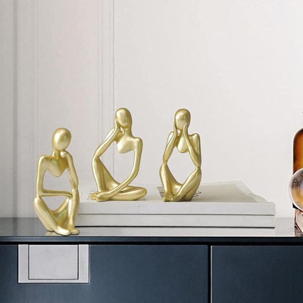 Tänkaren staty,harts Tänkaren Abstrakt skulptur staty Modern karaktär figurer,guld