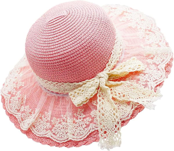 Liten flicka barn sommar halmhatt bred brätte floppy strand solskärm hatt