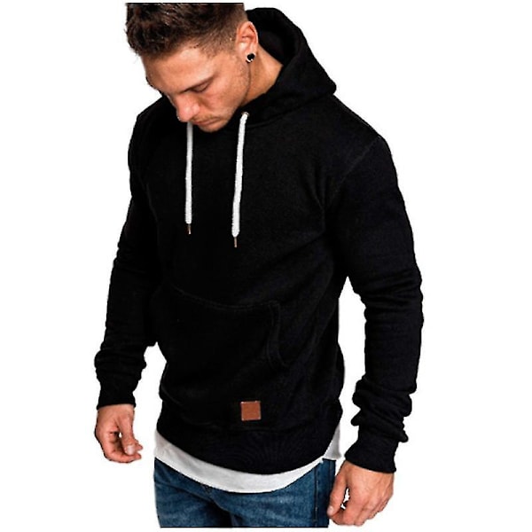 Herrar Hoodies Pullover Sweatshirt Casual Jumpers Långärmad Toppar Solid Color Design XL Black