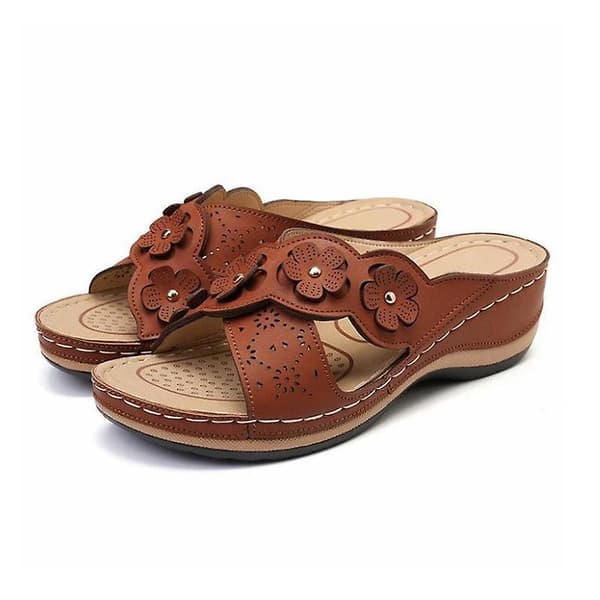Dammode Sandaler Tjocka Sulor Bältespänne Strand Slides 20 Brown EU 38